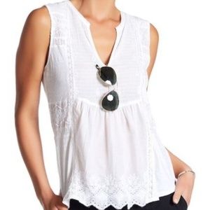 Lucky Brand Washed Woven Mixed Shell Shirt Size S